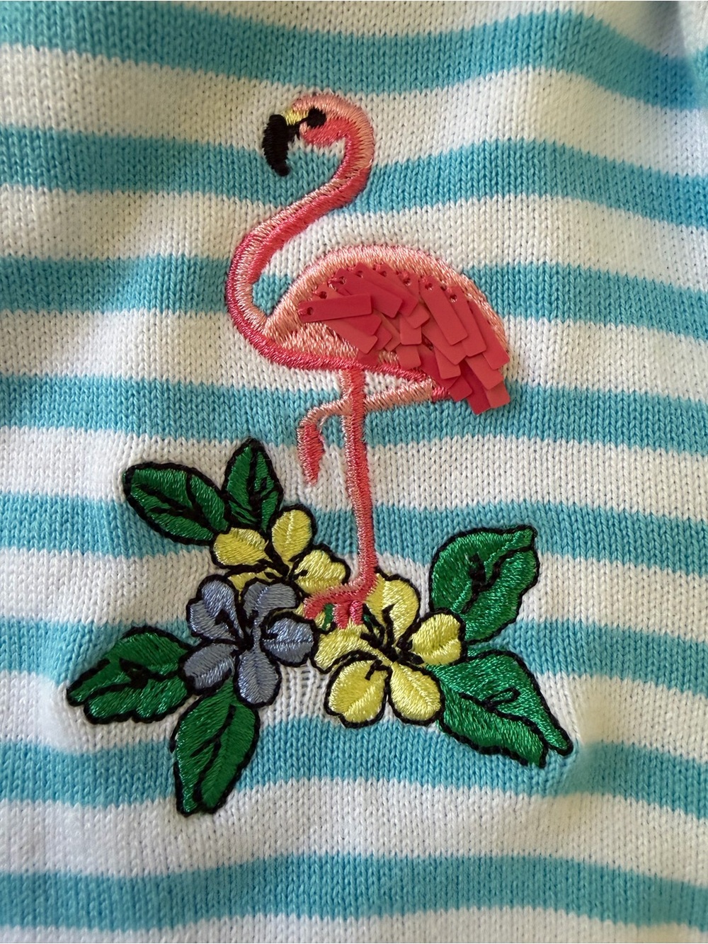 Talbots Blue White Stripe Button Down Sweater Flamingo 3/4 Sleeves Womens Size M - Picture 2 of 9